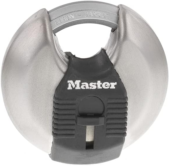 Master Lock Magnum Heavy-Duty Stainless-Steel Discus Padlock with Keys, Keyed Alike Heavy Duty Storage Lock for Indoor or Outdoor Use, M40XKAD (missing keys)